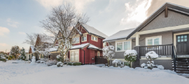 residential homes and snow