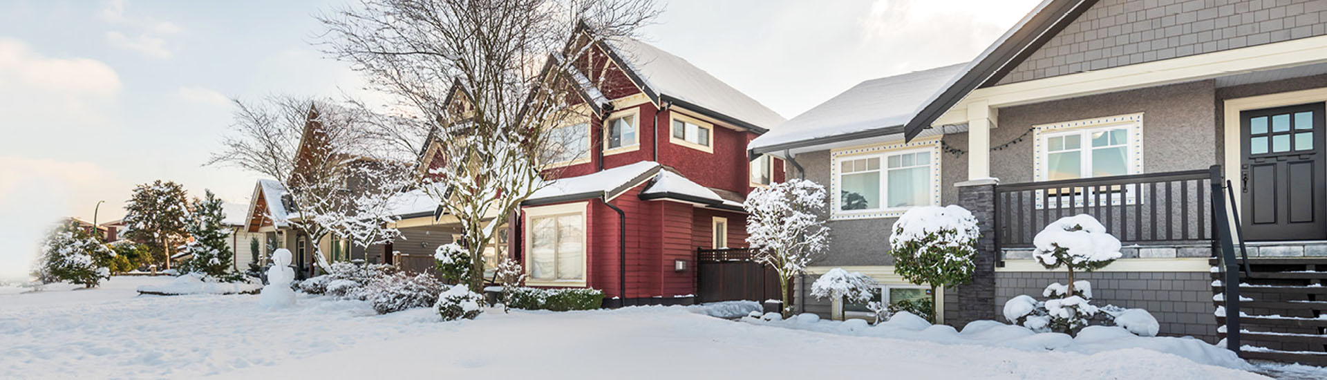 residential homes and snow