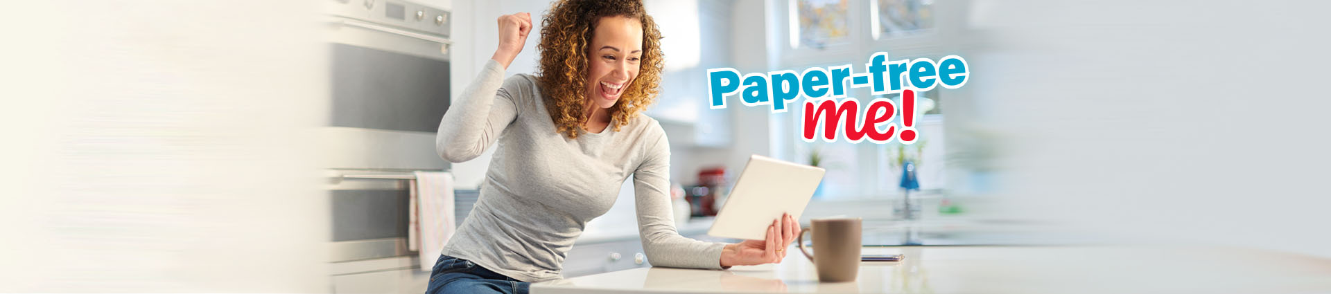 woman excited about paper free me